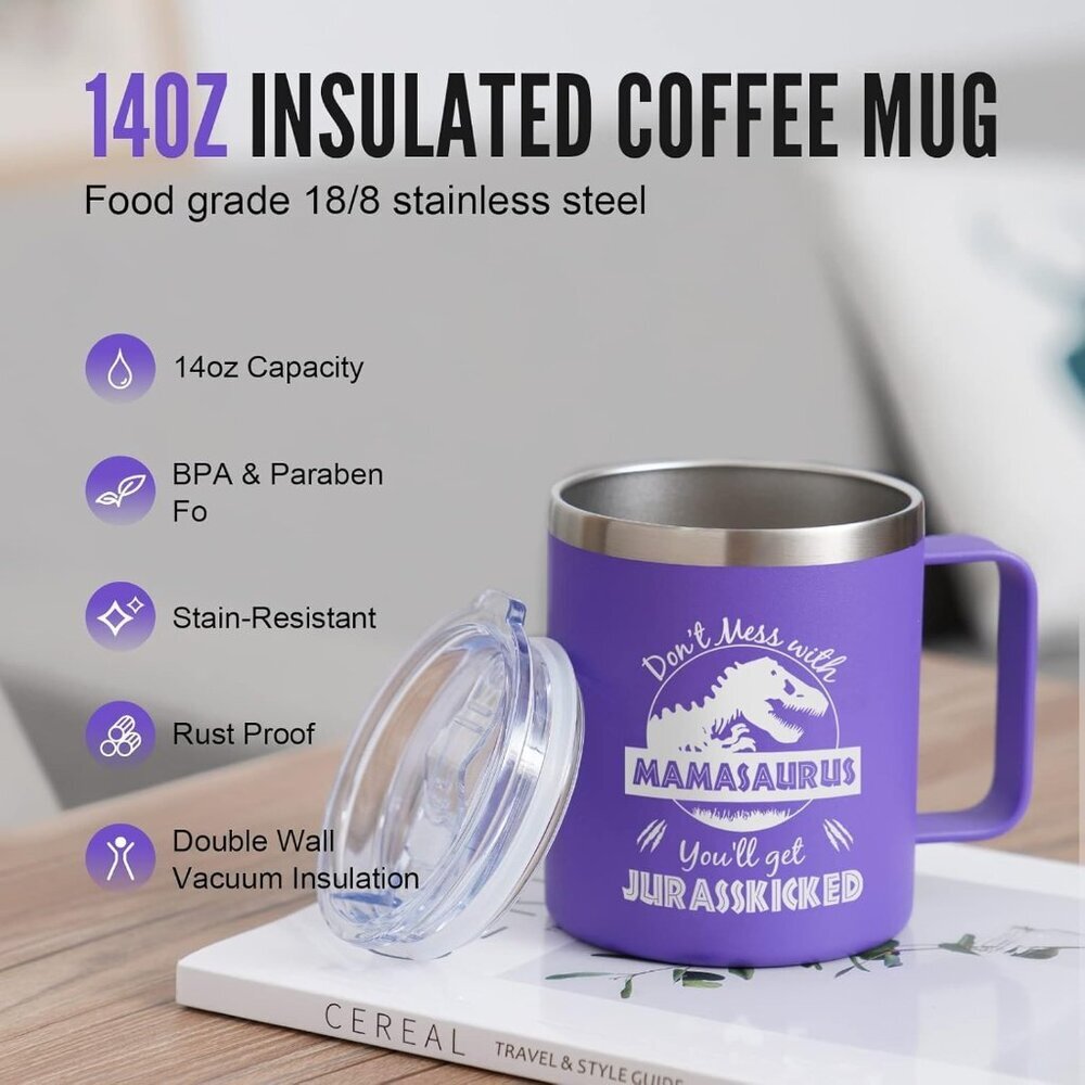 Mamasaurus Coffee Mug, Birthday Gifts for Women - Picture 5 of 9